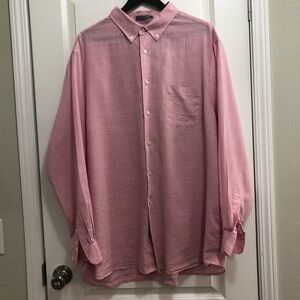 Daniel Cremieux 2XL Linen Blend Mens Oxford Dress Shirt Button Down Shirt Salmon